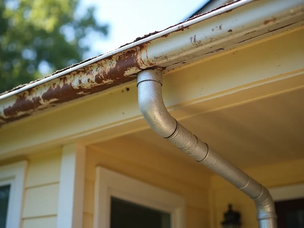 Box gutter buried under wet leaves