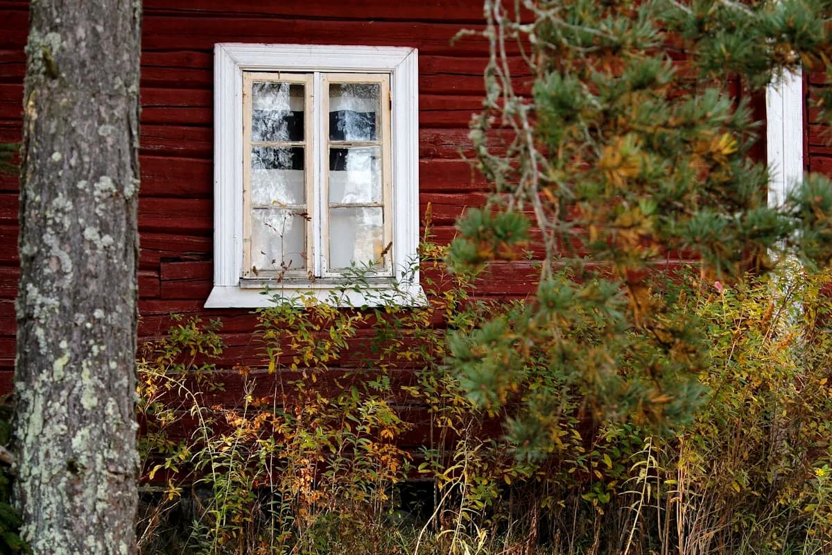 Classic white-framed double-hung window